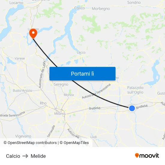 Calcio to Melide map