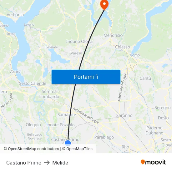 Castano Primo to Melide map