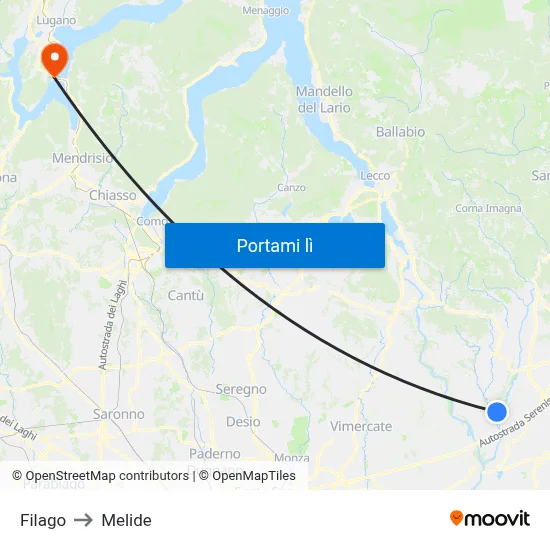 Filago to Melide map