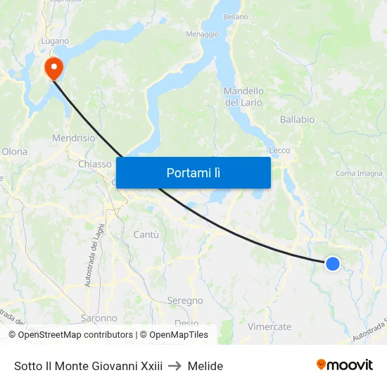 Sotto Il Monte Giovanni Xxiii to Melide map