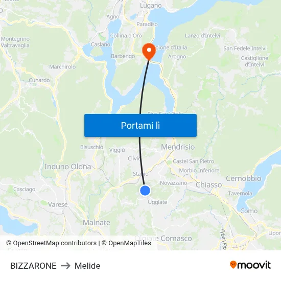 BIZZARONE to Melide map