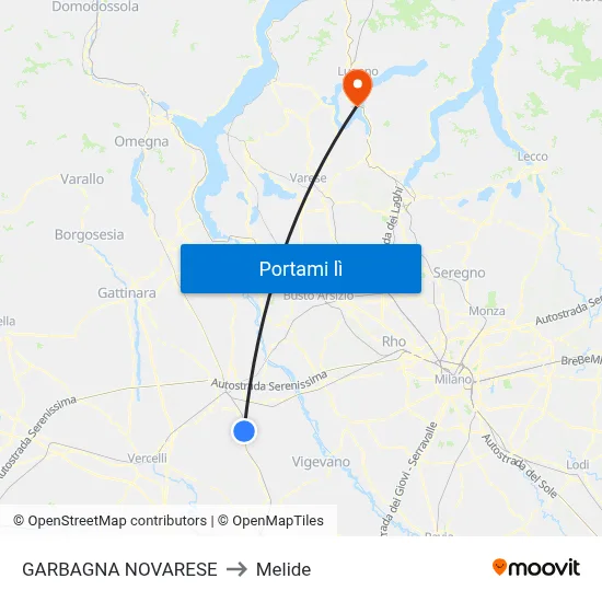 GARBAGNA NOVARESE to Melide map