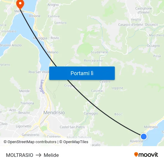 MOLTRASIO to Melide map