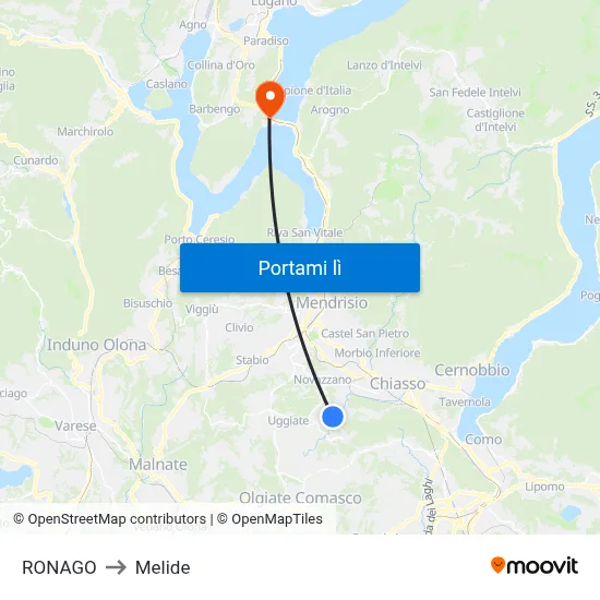 RONAGO to Melide map