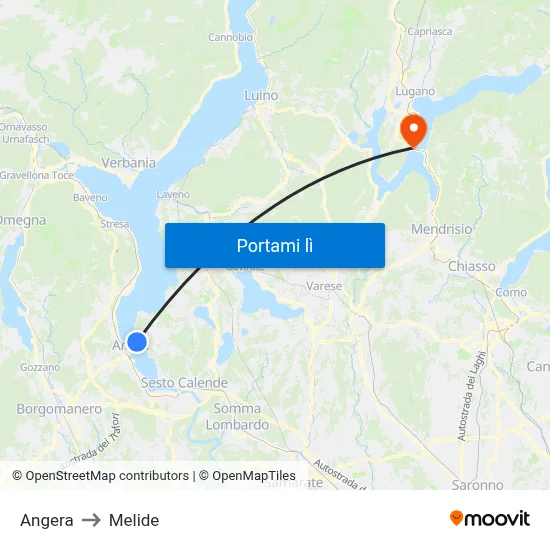 Angera to Melide map