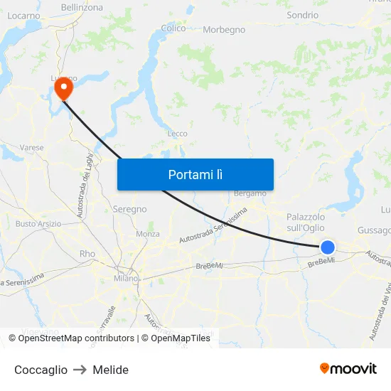 Coccaglio to Melide map