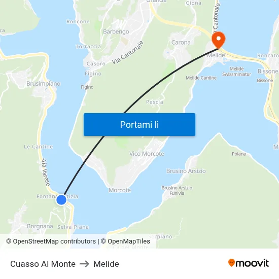 Cuasso Al Monte to Melide map