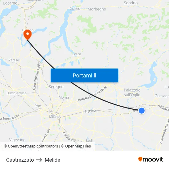 Castrezzato to Melide map