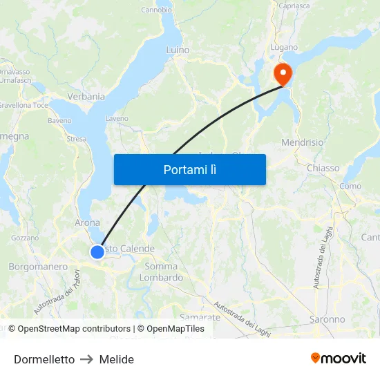 Dormelletto to Melide map