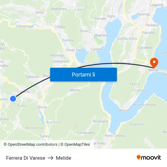 Ferrera Di Varese to Melide map