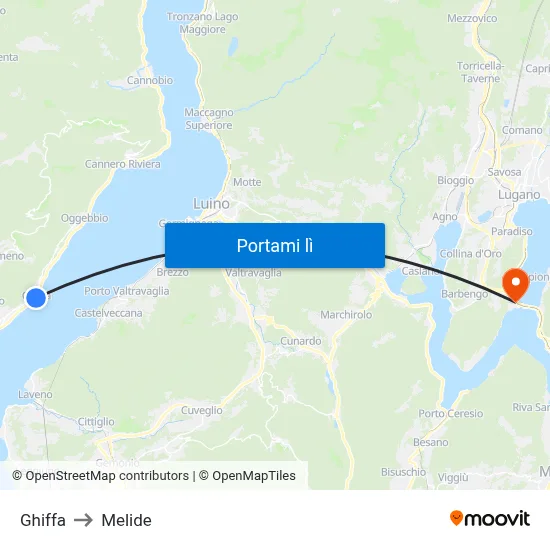 Ghiffa to Melide map