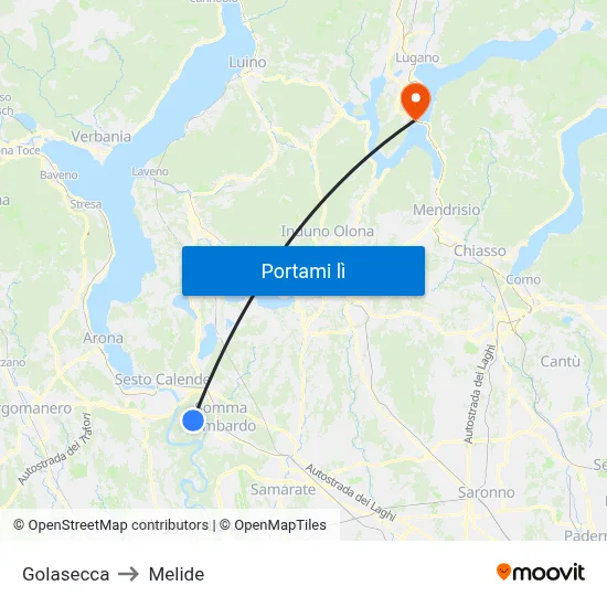 Golasecca to Melide map