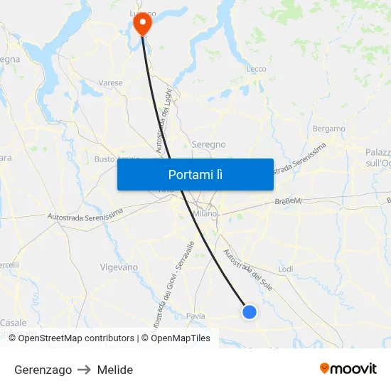 Gerenzago to Melide map