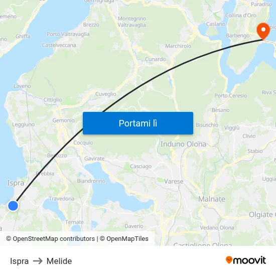 Ispra to Melide map