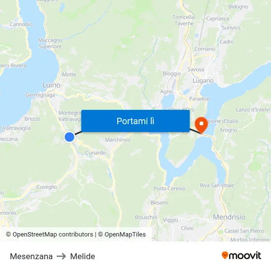 Mesenzana to Melide map