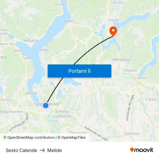 Sesto Calende to Melide map