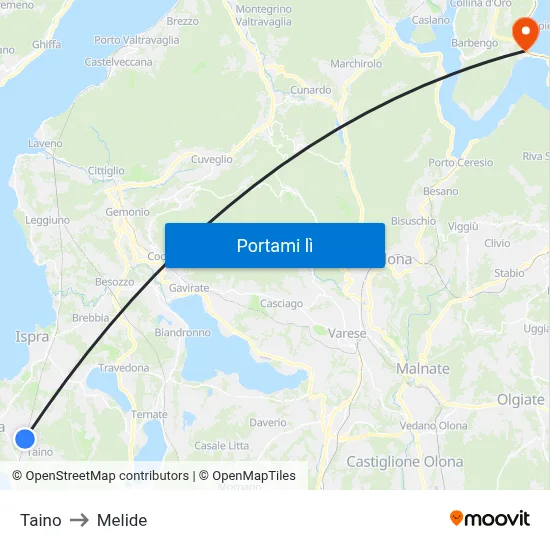 Taino to Melide map