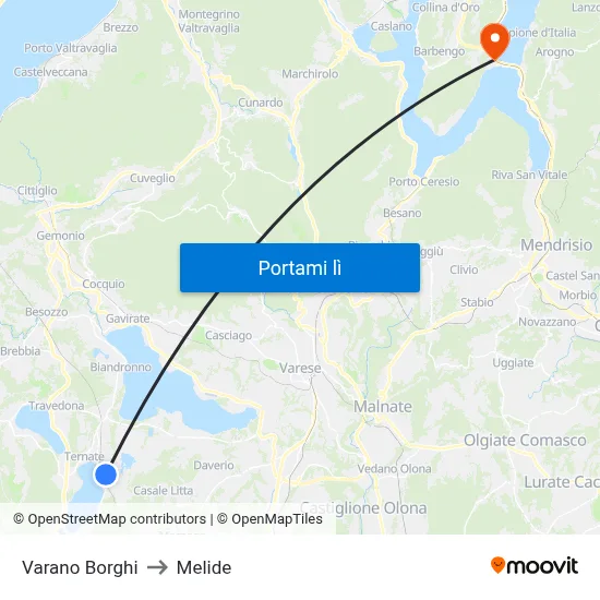 Varano Borghi to Melide map