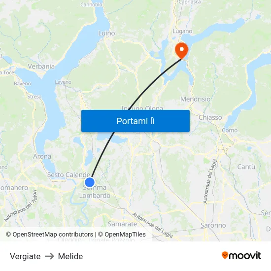 Vergiate to Melide map
