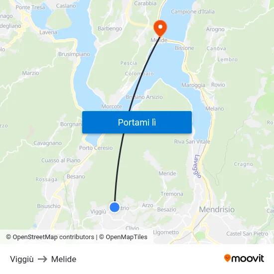 Viggiù to Melide map