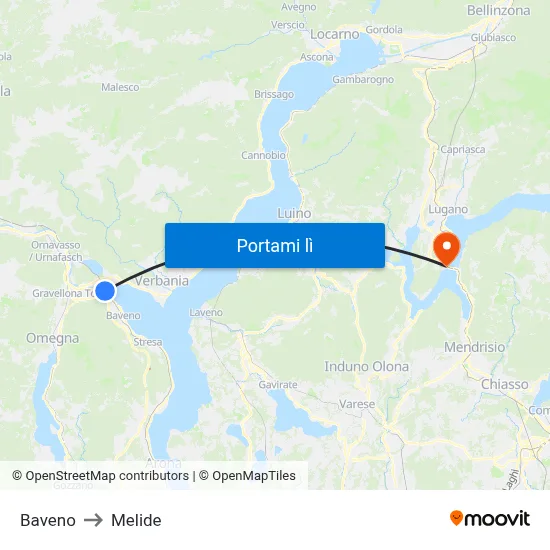 Baveno to Melide map
