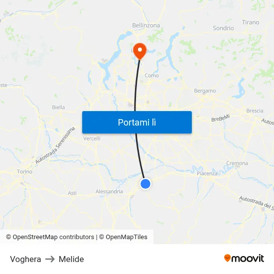Voghera to Melide map