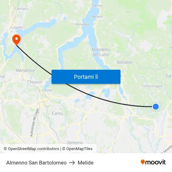 Almenno San Bartolomeo to Melide map