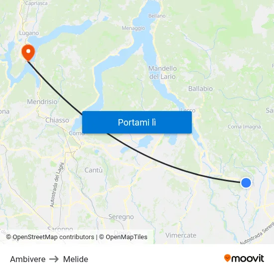 Ambivere to Melide map