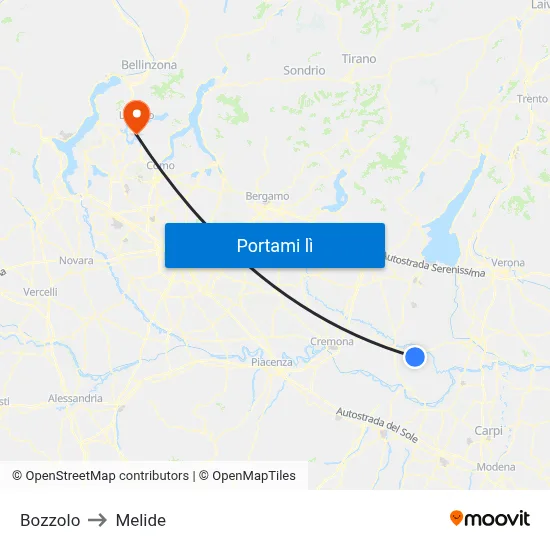 Bozzolo to Melide map
