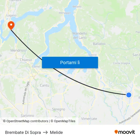 Brembate Di Sopra to Melide map