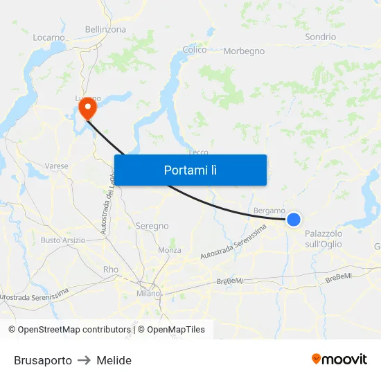 Brusaporto to Melide map