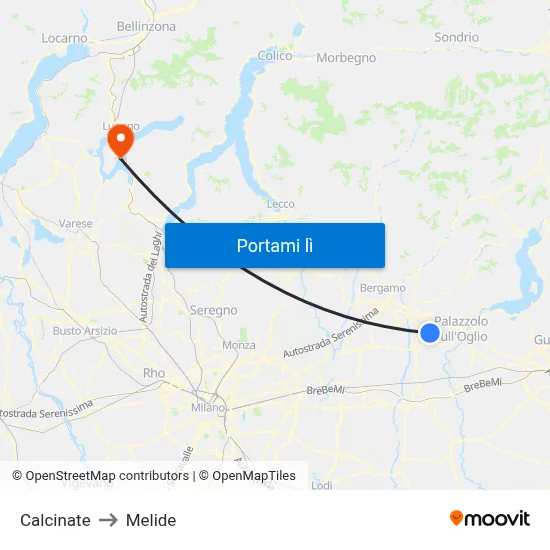 Calcinate to Melide map