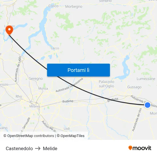 Castenedolo to Melide map