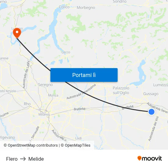 Flero to Melide map