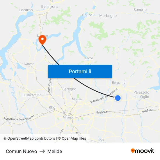 Comun Nuovo to Melide map