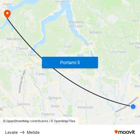 Levate to Melide map