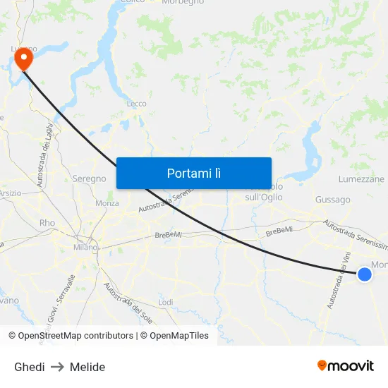 Ghedi to Melide map