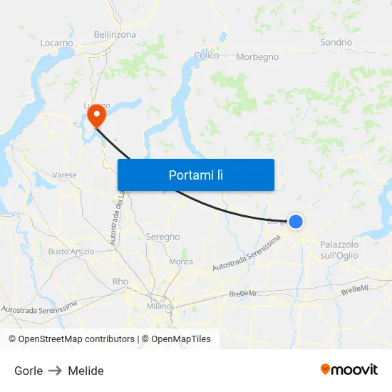 Gorle to Melide map