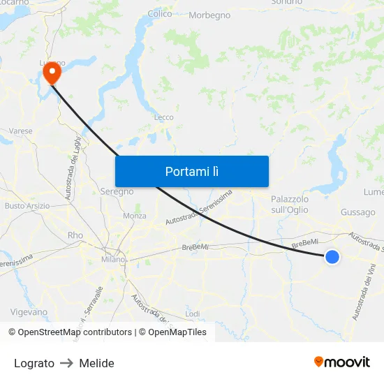 Lograto to Melide map