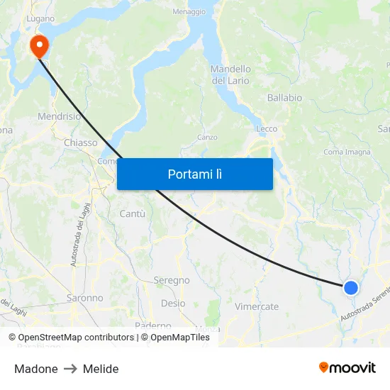 Madone to Melide map