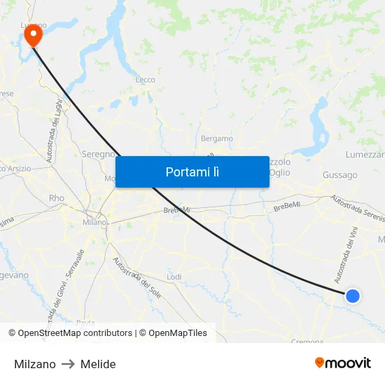 Milzano to Melide map