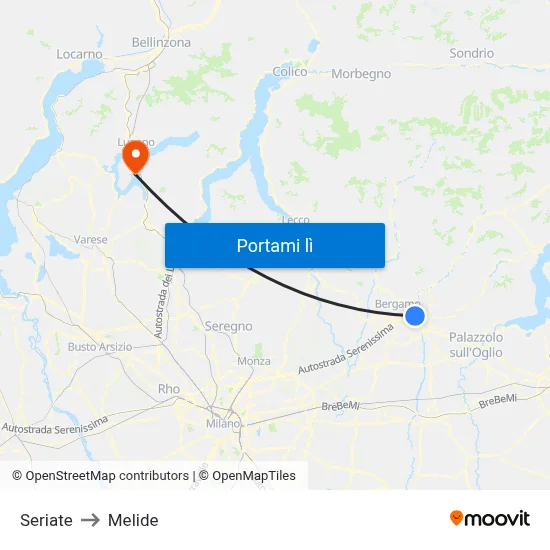 Seriate to Melide map