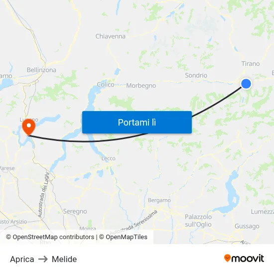 Aprica to Melide map