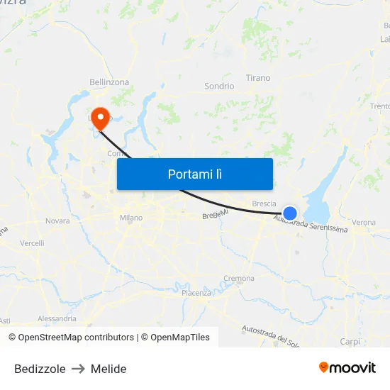 Bedizzole to Melide map