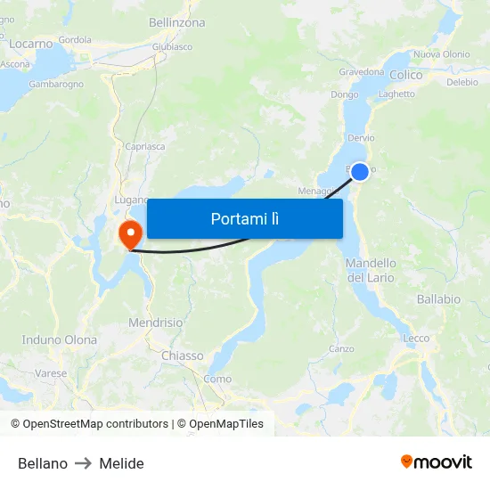 Bellano to Melide map