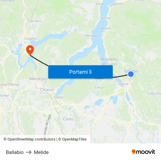 Ballabio to Melide map