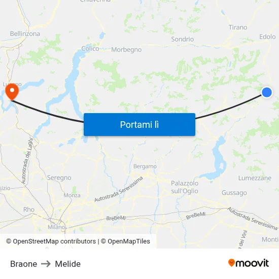 Braone to Melide map