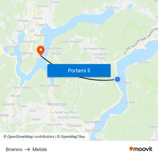 Brienno to Melide map