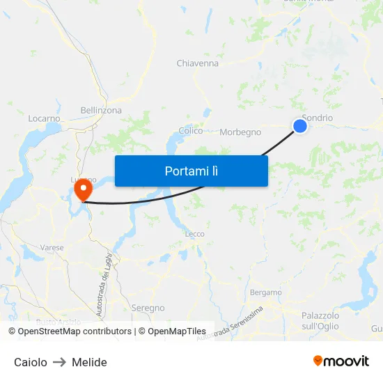 Caiolo to Melide map