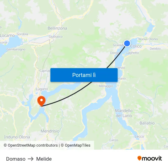 Domaso to Melide map